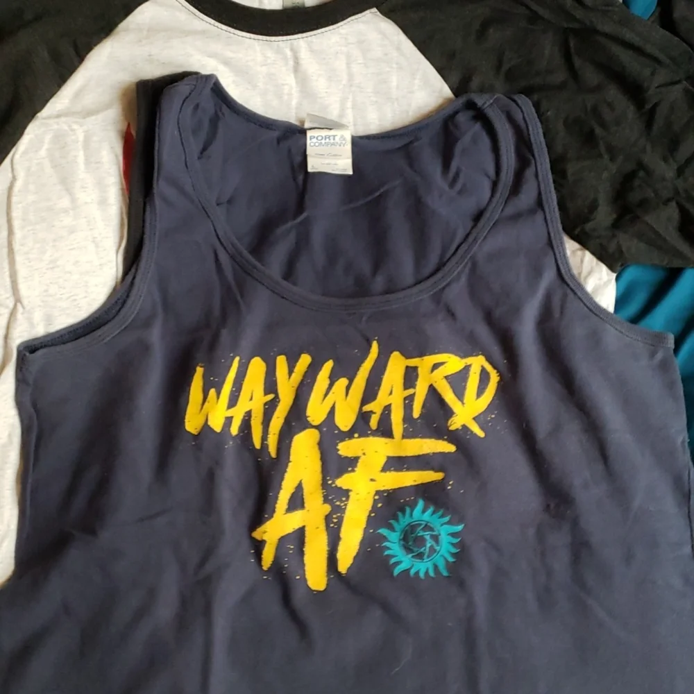 5 Supernatural Long Sleeve Shirts/Tanks bought off shopstands.com - Picture 3 of 6